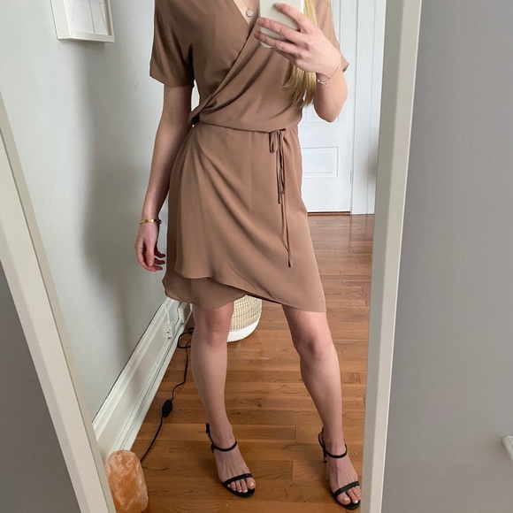 Aritzia Babaton wrap tan dress - Picture 2 of 6